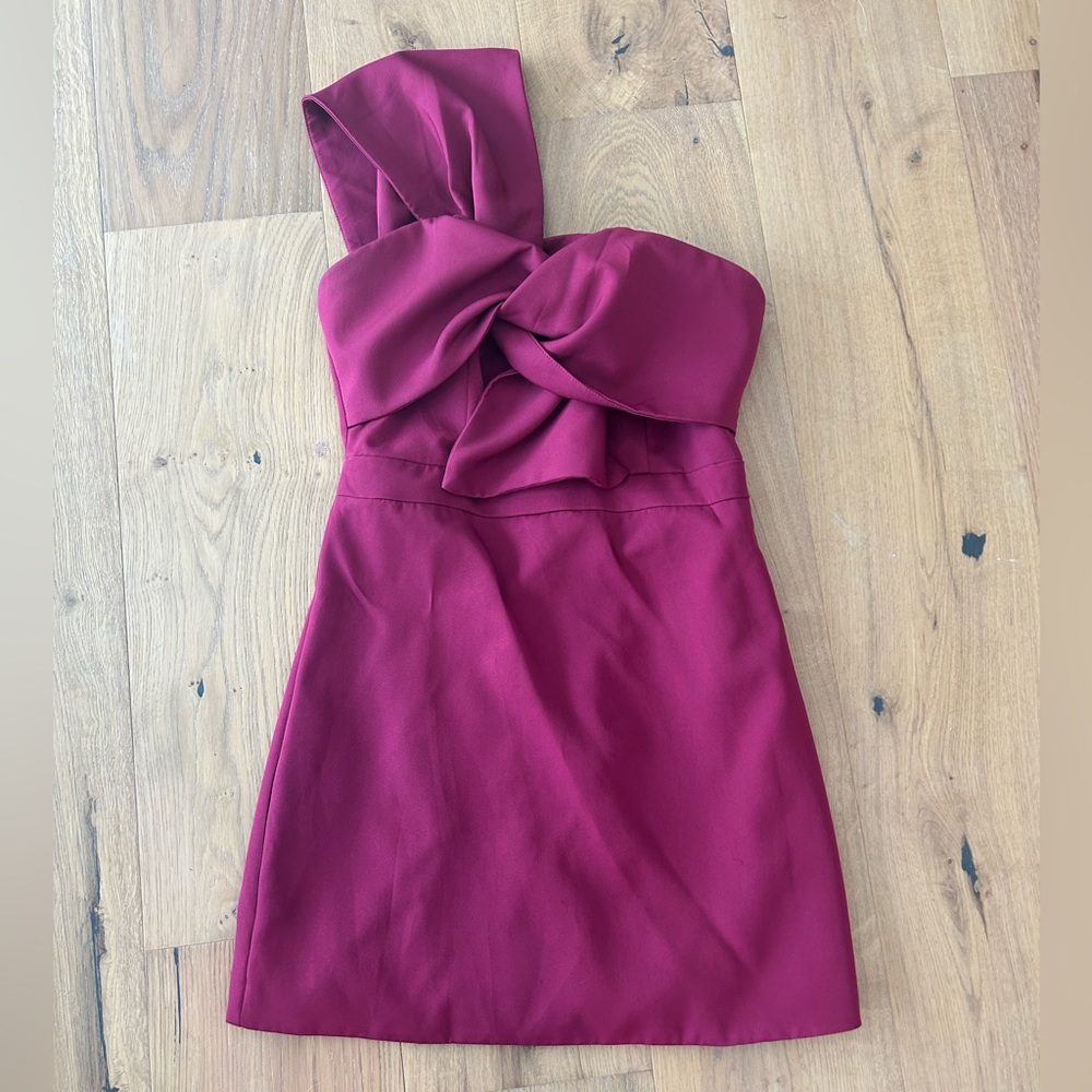 Do+Be Maroon One Shoulder Twist Dress